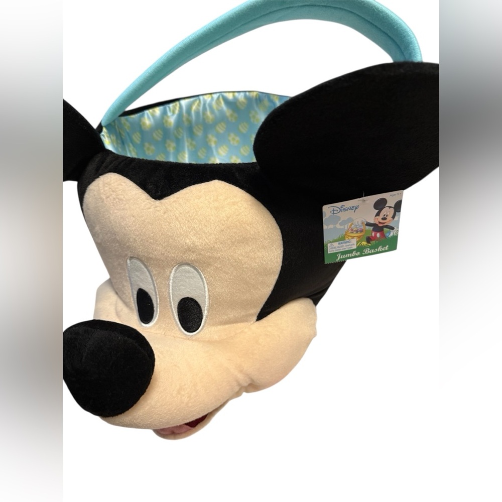 Disney Mickey Mouse Plush Basket - Black and Cream